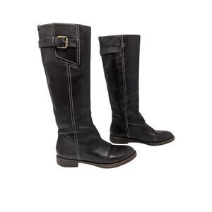 Chloe Riding Boots Tall Leather Burgundy EU 36 US 6 Buckle Knee High